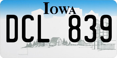 IA license plate DCL839