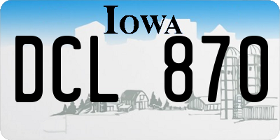 IA license plate DCL870