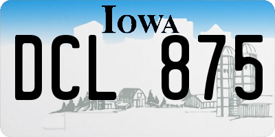 IA license plate DCL875