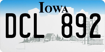 IA license plate DCL892