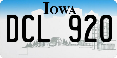 IA license plate DCL920