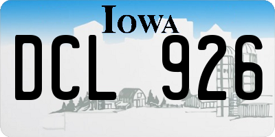 IA license plate DCL926