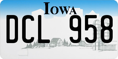 IA license plate DCL958