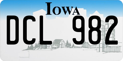 IA license plate DCL982