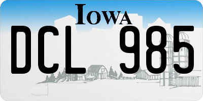 IA license plate DCL985
