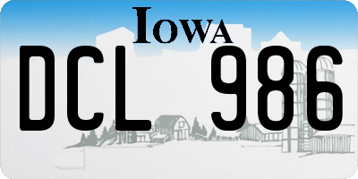 IA license plate DCL986