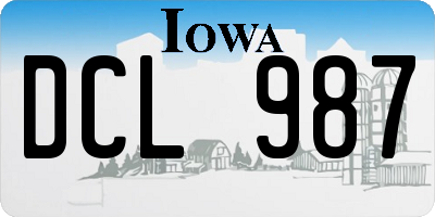 IA license plate DCL987