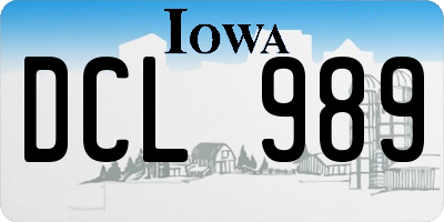 IA license plate DCL989