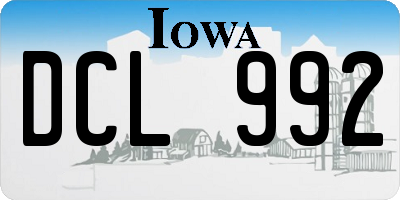 IA license plate DCL992