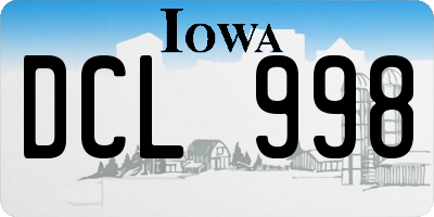 IA license plate DCL998