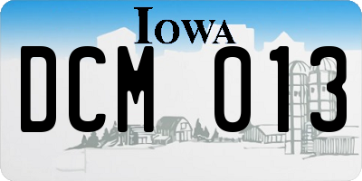 IA license plate DCM013