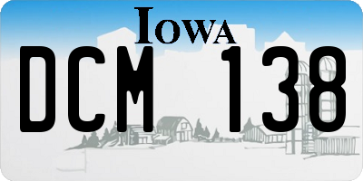 IA license plate DCM138