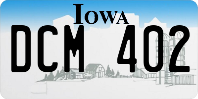 IA license plate DCM402