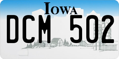 IA license plate DCM502