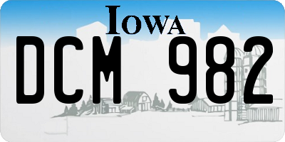 IA license plate DCM982