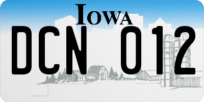 IA license plate DCN012
