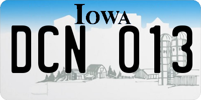 IA license plate DCN013