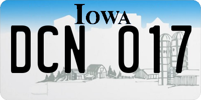 IA license plate DCN017
