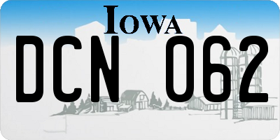 IA license plate DCN062