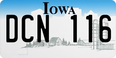 IA license plate DCN116