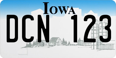 IA license plate DCN123