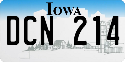 IA license plate DCN214
