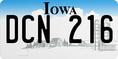 IA license plate DCN216