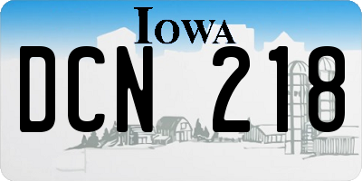 IA license plate DCN218