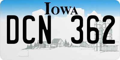 IA license plate DCN362