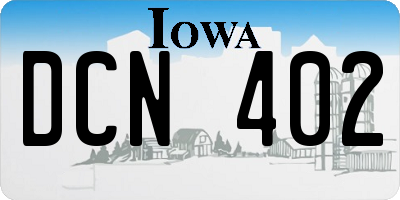 IA license plate DCN402