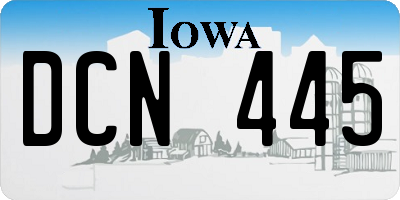 IA license plate DCN445