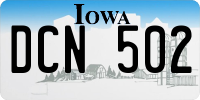 IA license plate DCN502