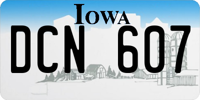 IA license plate DCN607