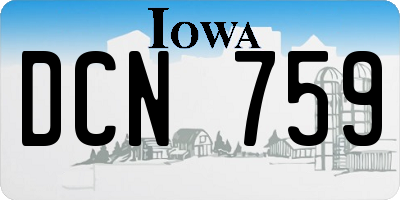 IA license plate DCN759