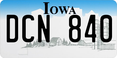 IA license plate DCN840