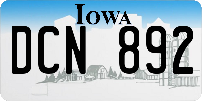 IA license plate DCN892