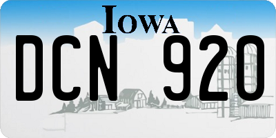 IA license plate DCN920