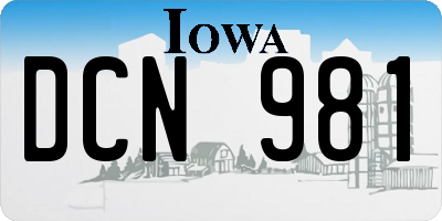 IA license plate DCN981