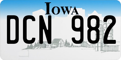 IA license plate DCN982