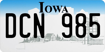 IA license plate DCN985
