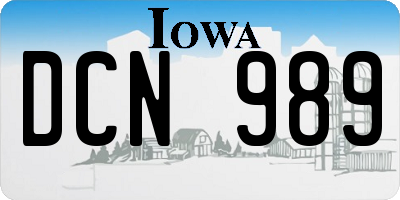 IA license plate DCN989
