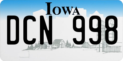 IA license plate DCN998