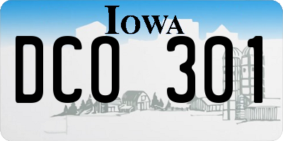 IA license plate DCO301