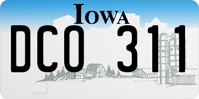 IA license plate DCO311