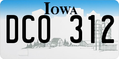 IA license plate DCO312