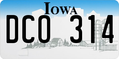 IA license plate DCO314