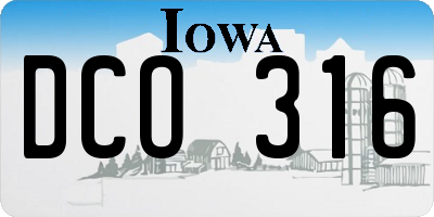 IA license plate DCO316