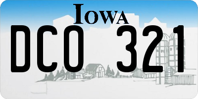 IA license plate DCO321