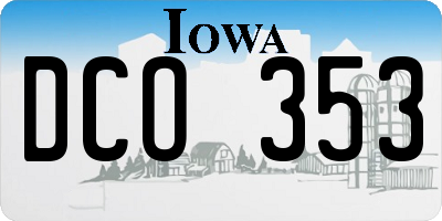 IA license plate DCO353