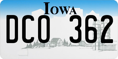 IA license plate DCO362